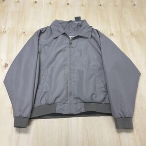 Vintage Amati Jacket Mens Large Gray Microfiber Bomber Full Zip Lined Casual